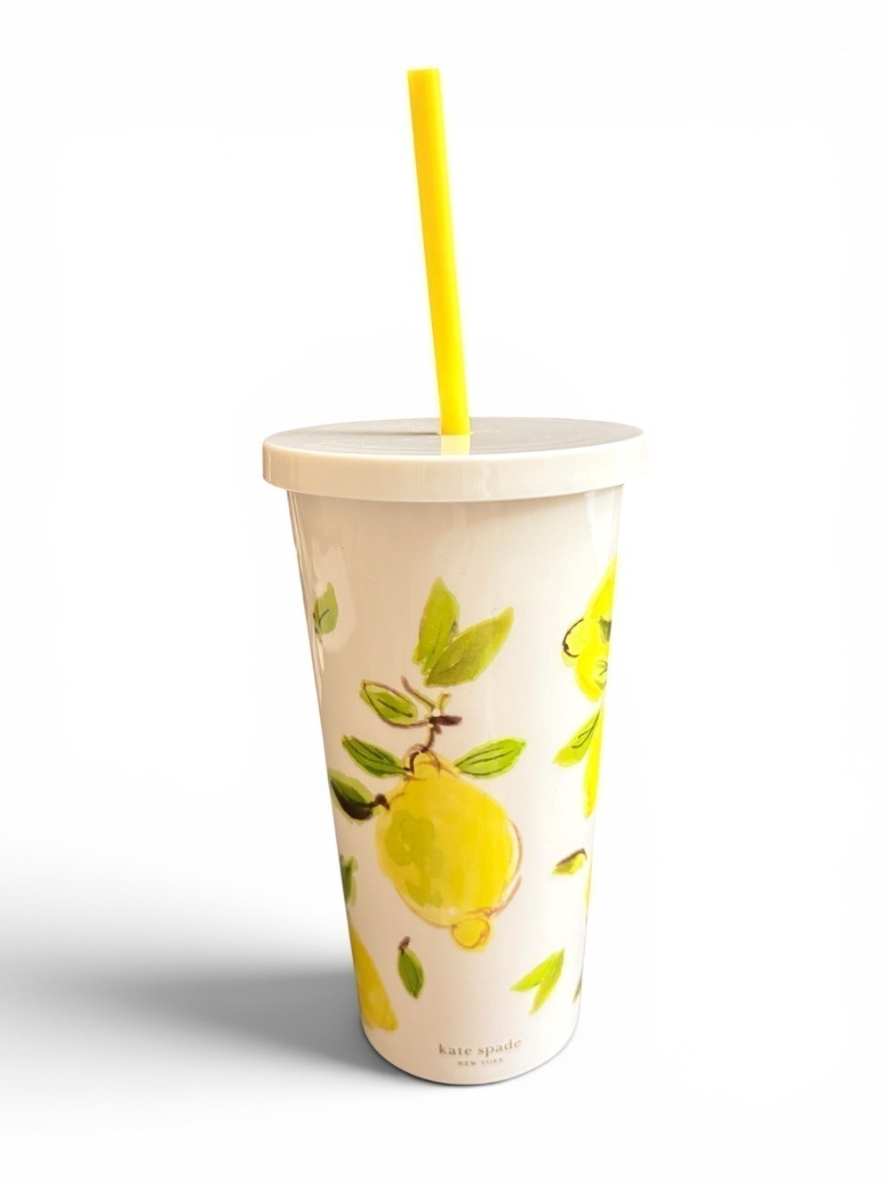 kate spade Lemon Print Reusable Tumbler with Straw - Yellow